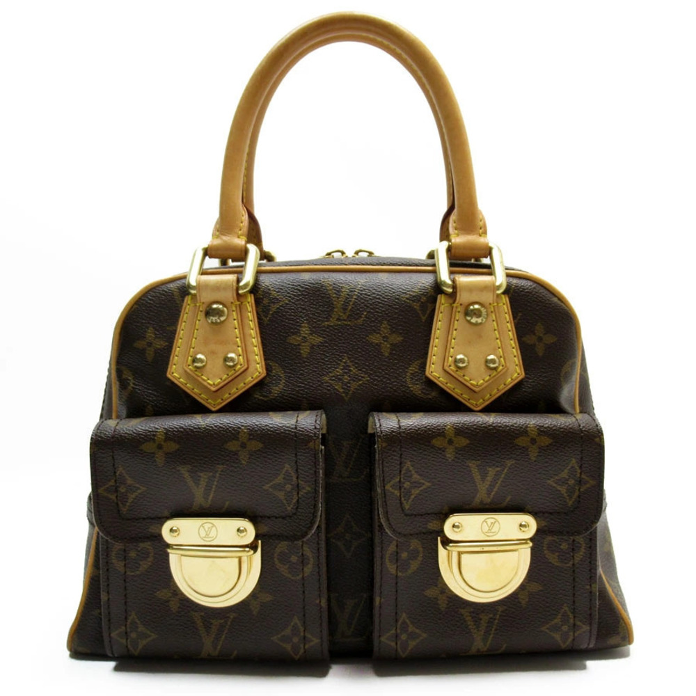 Louis Vuitton Manhattan Monogram Canvas Tote Bag Gold Brown